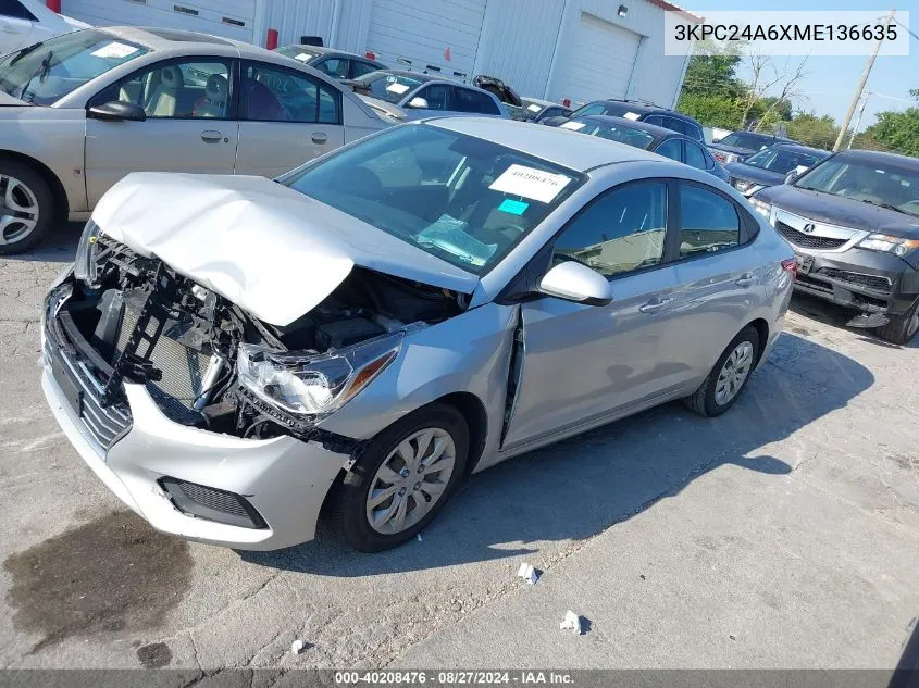 3KPC24A6XME136635 2021 Hyundai Accent Se