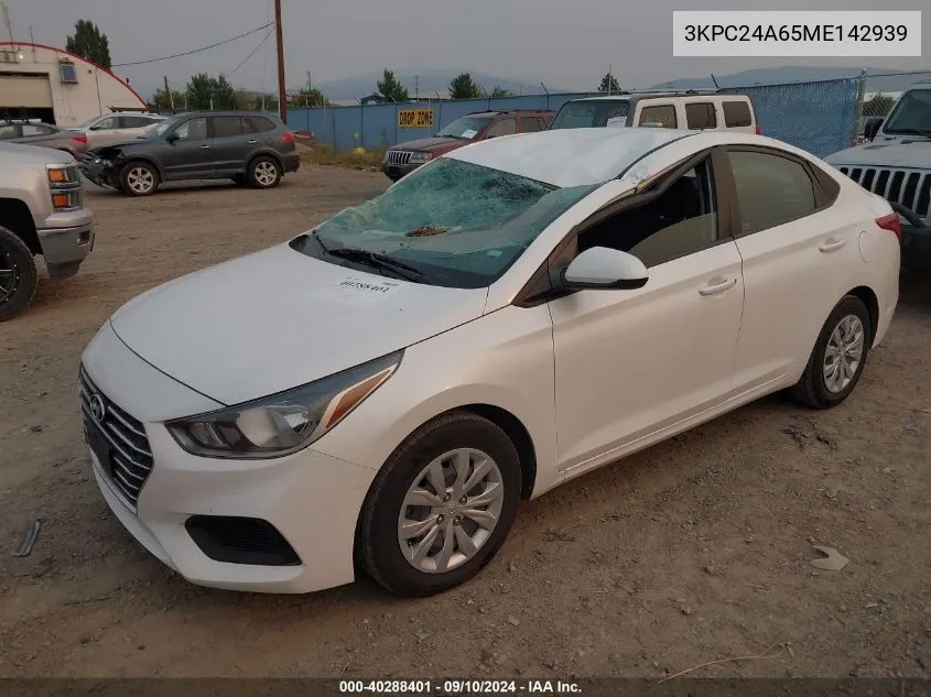 2021 Hyundai Accent Se/Sel VIN: 3KPC24A65ME142939 Lot: 40288401