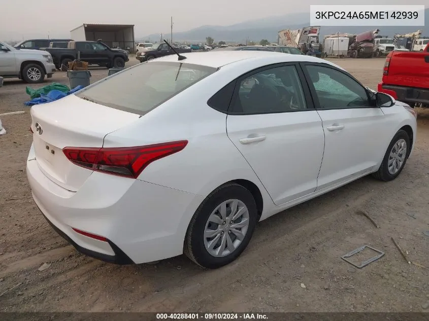 2021 Hyundai Accent Se/Sel VIN: 3KPC24A65ME142939 Lot: 40288401