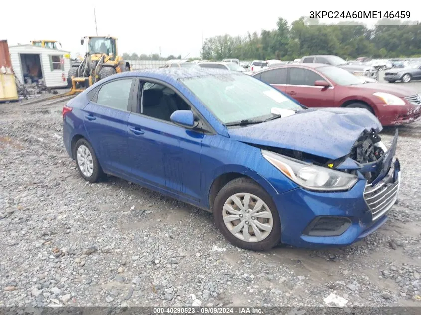 2021 Hyundai Accent Se VIN: 3KPC24A60ME146459 Lot: 40290523