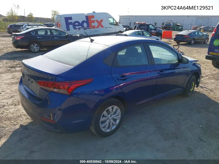 2021 Hyundai Accent Se VIN: 3KPC24A64ME129521 Lot: 40538542