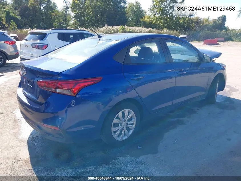 2021 Hyundai Accent Se VIN: 3KPC24A61ME129458 Lot: 40546941