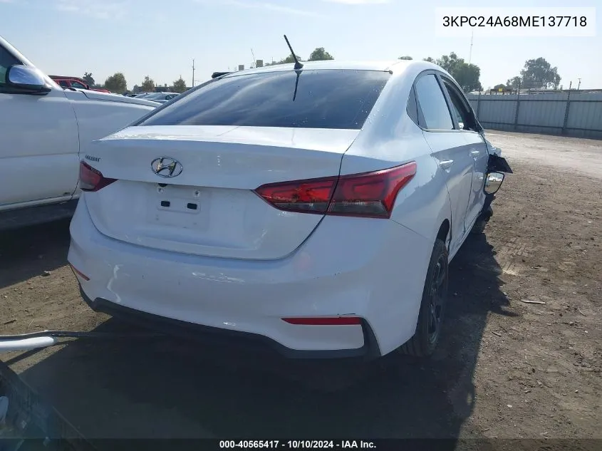 2021 Hyundai Accent Se VIN: 3KPC24A68ME137718 Lot: 40565417