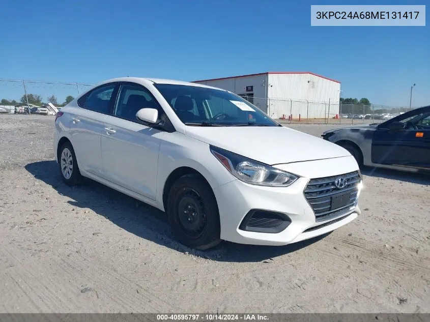 2021 Hyundai Accent Se VIN: 3KPC24A68ME131417 Lot: 40595797