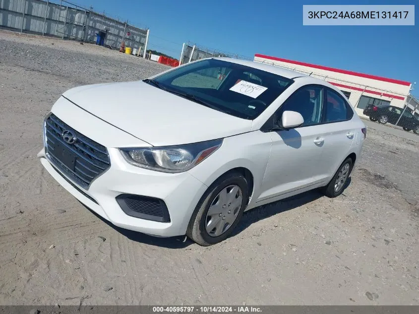 2021 Hyundai Accent Se VIN: 3KPC24A68ME131417 Lot: 40595797