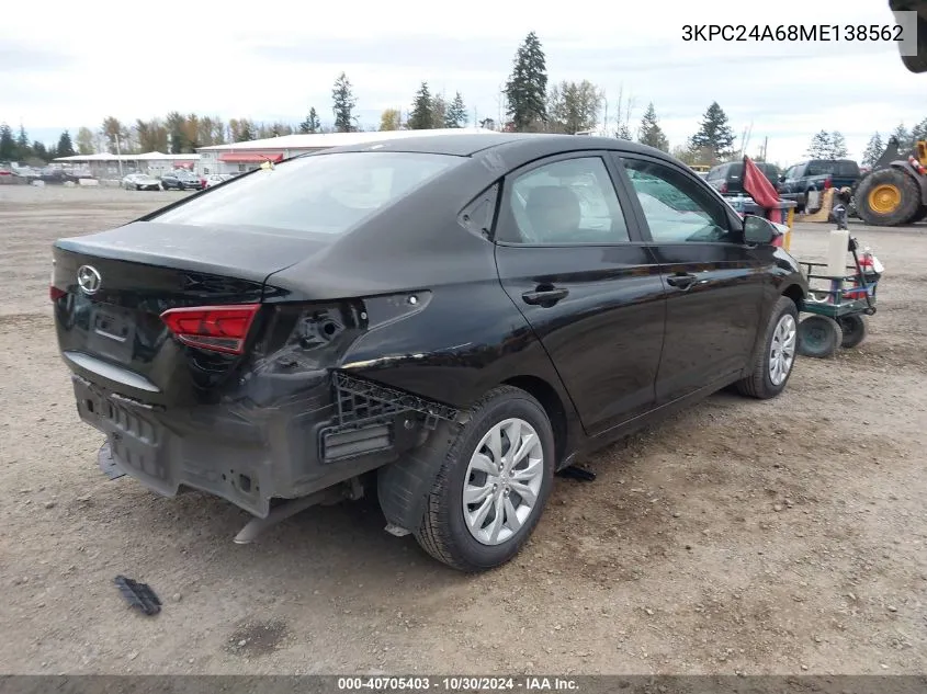 3KPC24A68ME138562 2021 Hyundai Accent Se