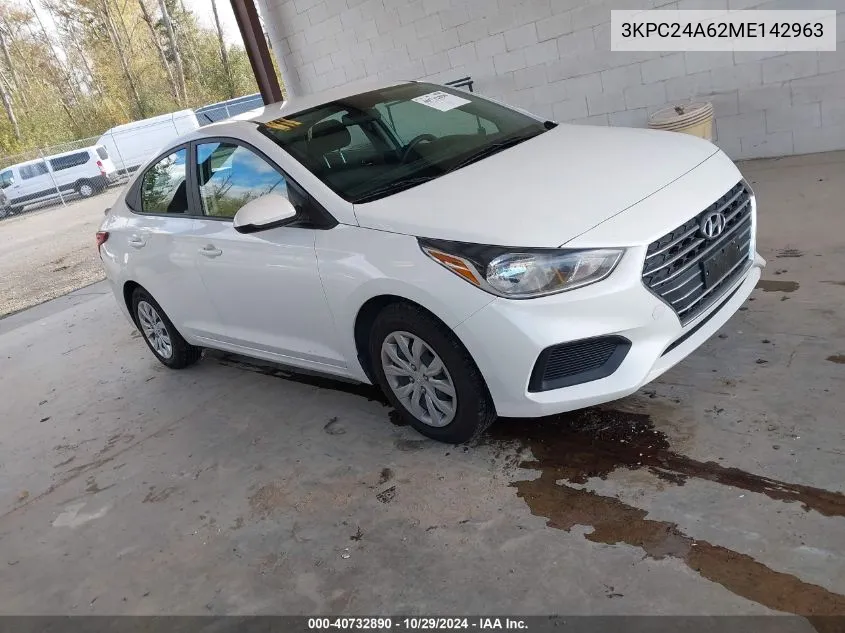 2021 Hyundai Accent Se VIN: 3KPC24A62ME142963 Lot: 40732890