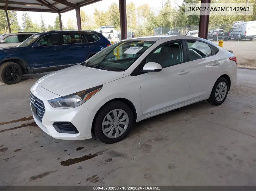 2021 Hyundai Accent Se VIN: 3KPC24A62ME142963 Lot: 40732890