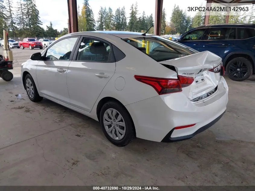 2021 Hyundai Accent Se VIN: 3KPC24A62ME142963 Lot: 40732890