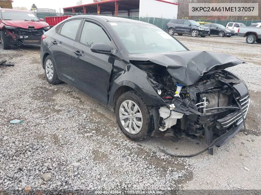 2021 Hyundai Accent Se VIN: 3KPC24A61ME137057 Lot: 40742564