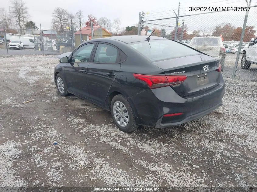 2021 Hyundai Accent Se VIN: 3KPC24A61ME137057 Lot: 40742564