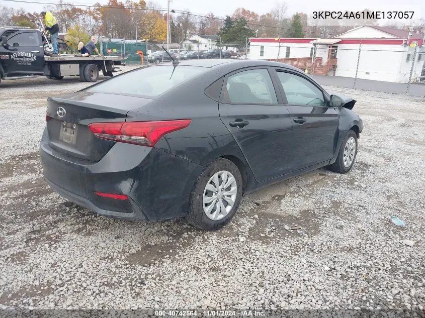 2021 Hyundai Accent Se VIN: 3KPC24A61ME137057 Lot: 40742564