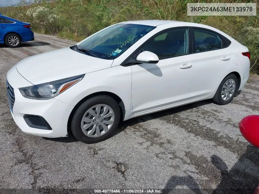 2021 Hyundai Accent Se VIN: 3KPC24A63ME133978 Lot: 40775466