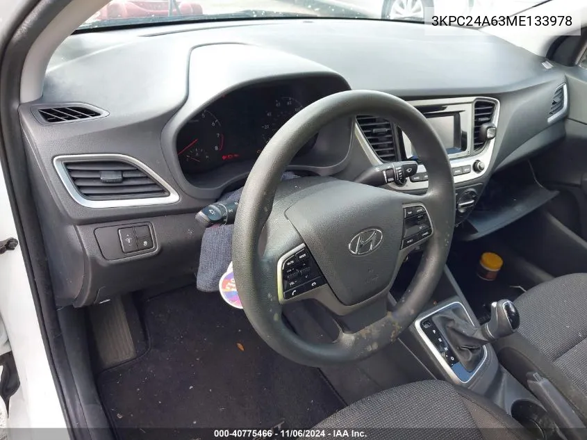 2021 Hyundai Accent Se VIN: 3KPC24A63ME133978 Lot: 40775466