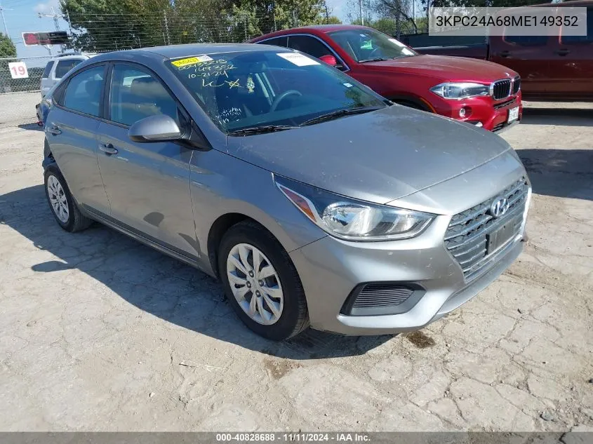 2021 Hyundai Accent Se VIN: 3KPC24A68ME149352 Lot: 40828688