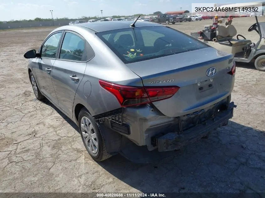 2021 Hyundai Accent Se VIN: 3KPC24A68ME149352 Lot: 40828688