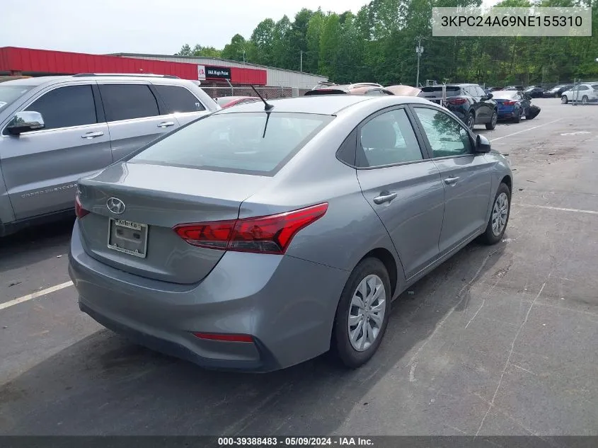 2022 Hyundai Accent Se VIN: 3KPC24A69NE155310 Lot: 39388483