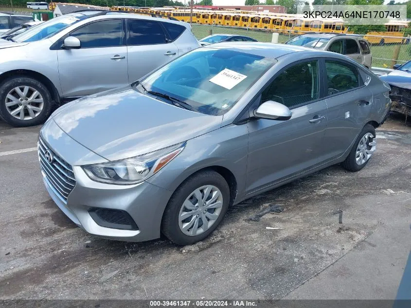 3KPC24A64NE170748 2022 Hyundai Accent Se