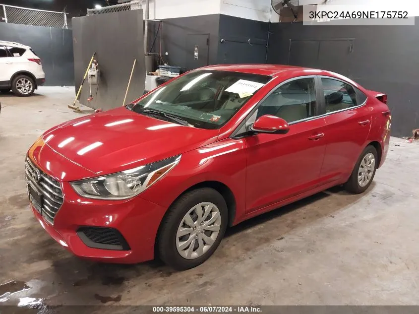 2022 Hyundai Accent Se VIN: 3KPC24A69NE175752 Lot: 39595304