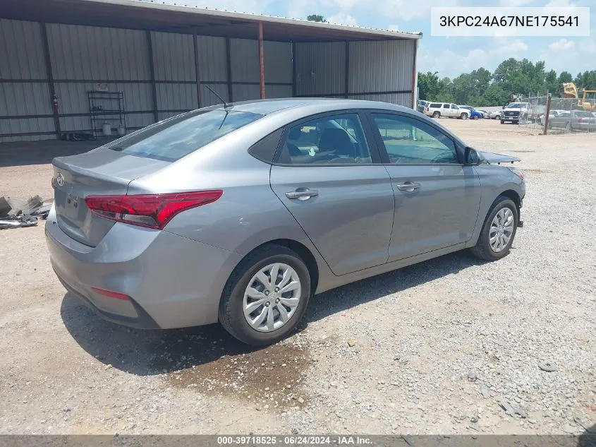 2022 Hyundai Accent Se VIN: 3KPC24A67NE175541 Lot: 39718525