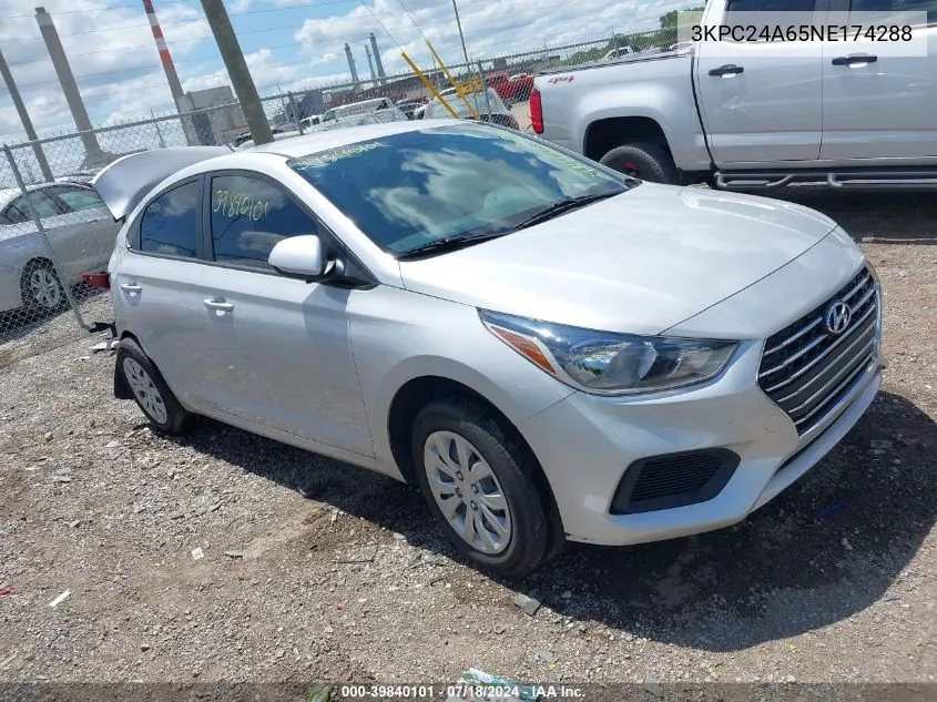 2022 Hyundai Accent Se VIN: 3KPC24A65NE174288 Lot: 39840101