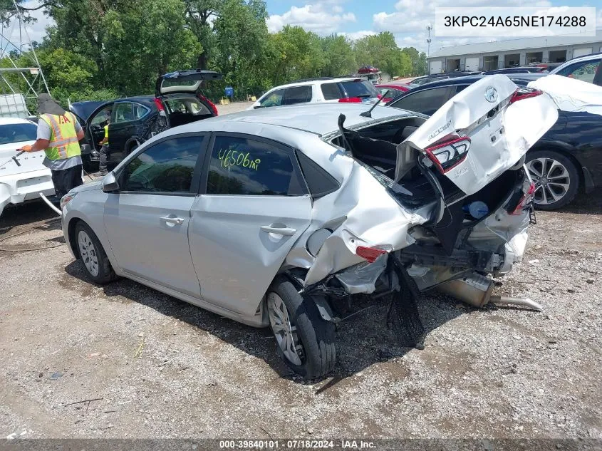 2022 Hyundai Accent Se VIN: 3KPC24A65NE174288 Lot: 39840101