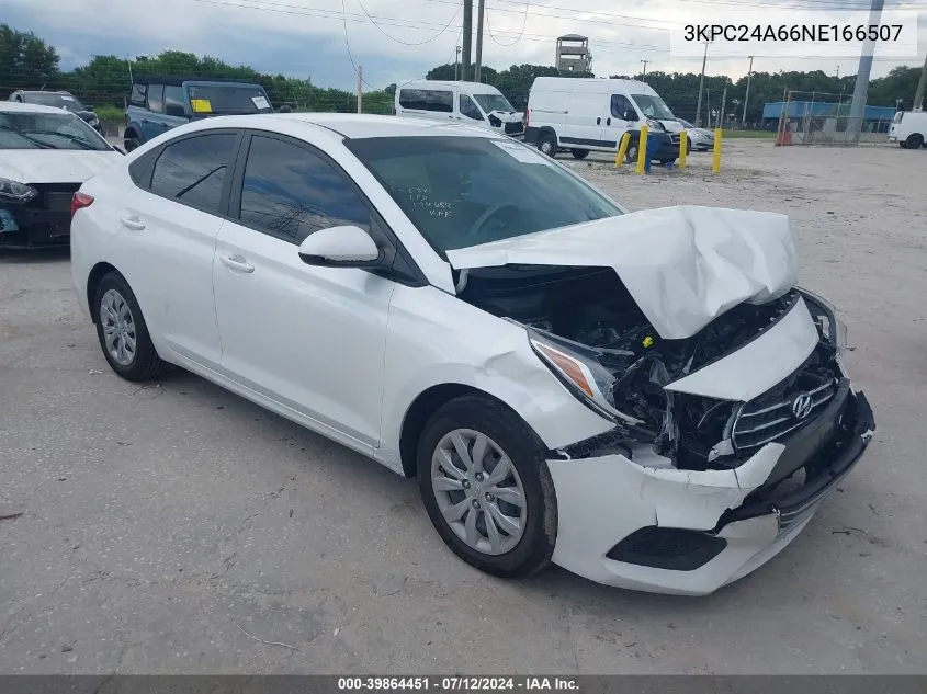 2022 Hyundai Accent Se VIN: 3KPC24A66NE166507 Lot: 39864451