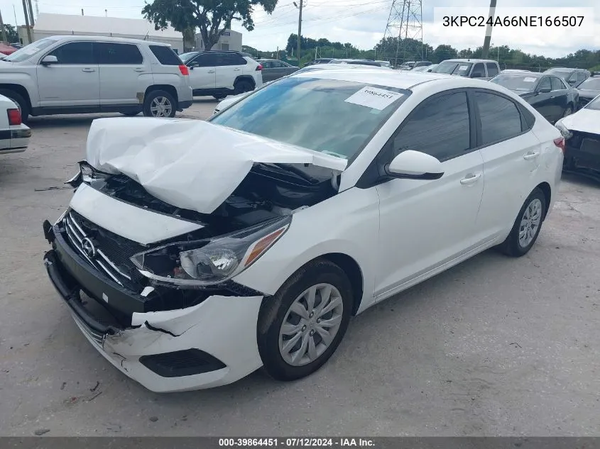 2022 Hyundai Accent Se VIN: 3KPC24A66NE166507 Lot: 39864451