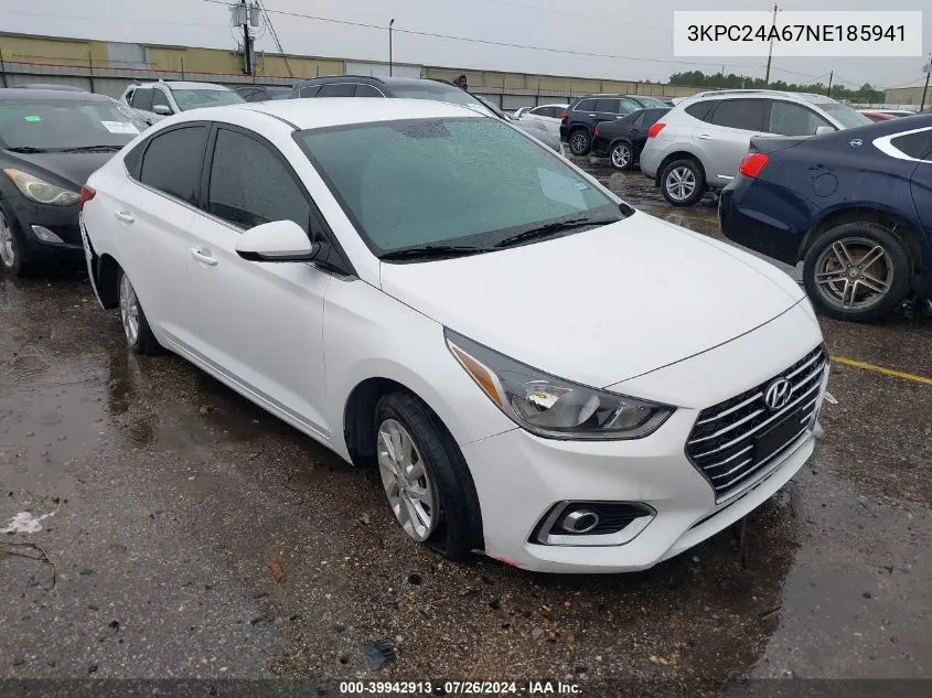 2022 Hyundai Accent Se/Sel VIN: 3KPC24A67NE185941 Lot: 39942913