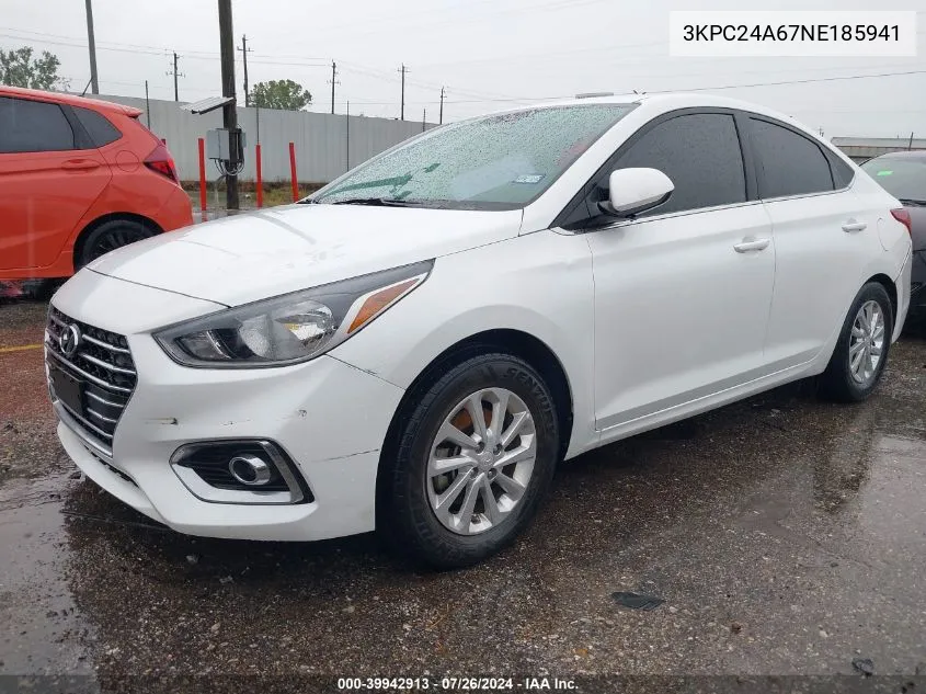 3KPC24A67NE185941 2022 Hyundai Accent Se/Sel