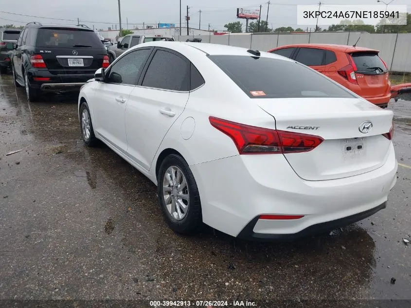 3KPC24A67NE185941 2022 Hyundai Accent Se/Sel