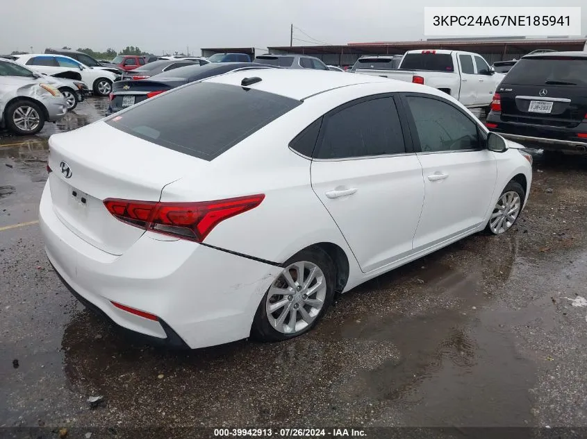 3KPC24A67NE185941 2022 Hyundai Accent Se/Sel