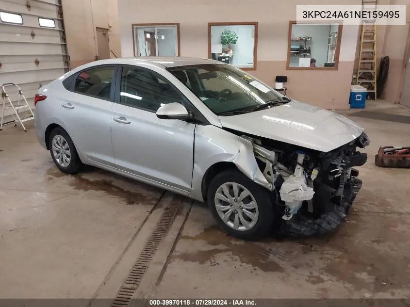 2022 Hyundai Accent Se VIN: 3KPC24A61NE159495 Lot: 39970118