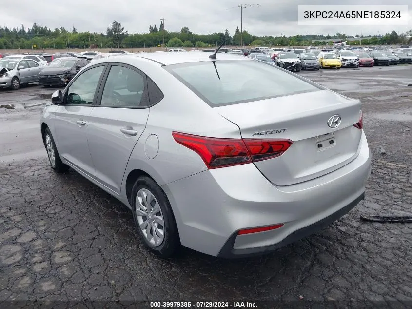 2022 Hyundai Accent Se VIN: 3KPC24A65NE185324 Lot: 39979385