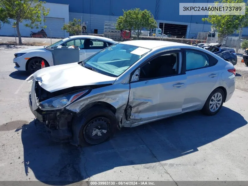 3KPC24A60NE173789 2022 Hyundai Accent Se