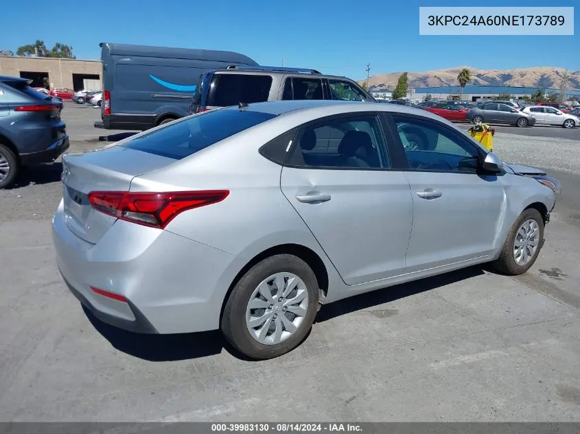 3KPC24A60NE173789 2022 Hyundai Accent Se