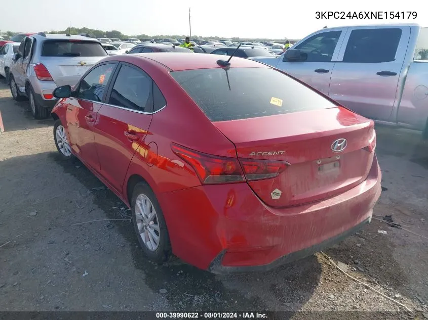 3KPC24A6XNE154179 2022 Hyundai Accent Sel