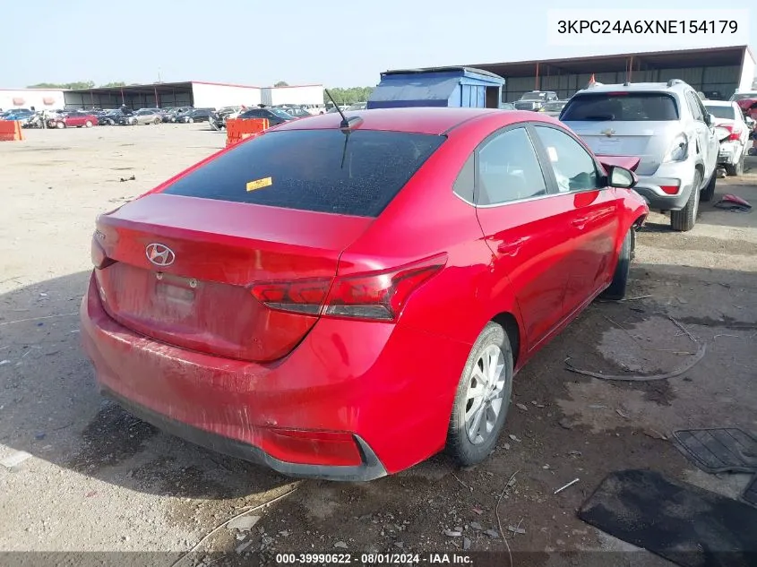 3KPC24A6XNE154179 2022 Hyundai Accent Sel