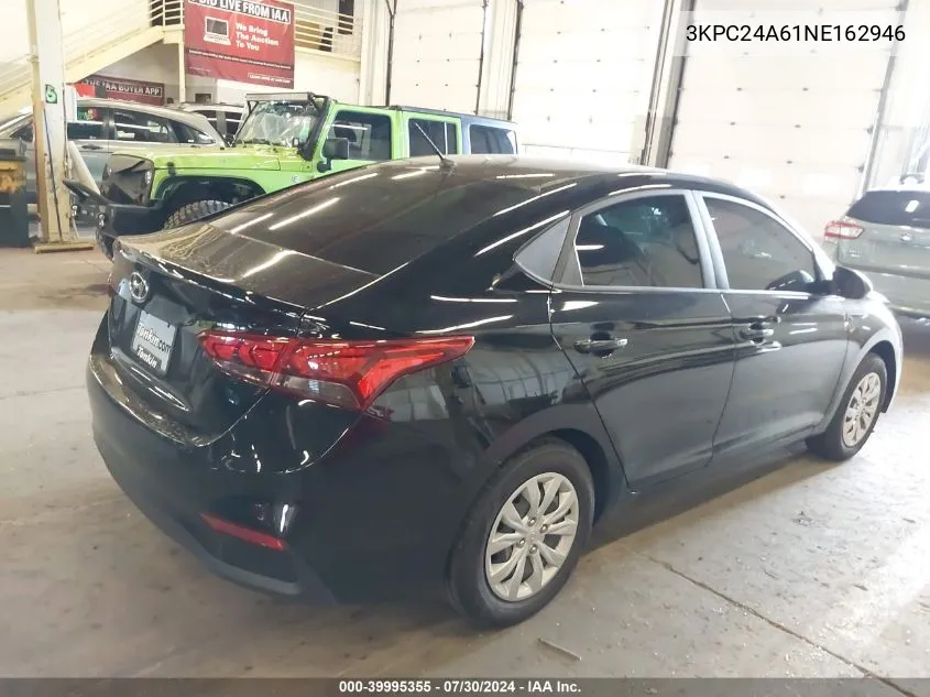 2022 Hyundai Accent Se VIN: 3KPC24A61NE162946 Lot: 39995355