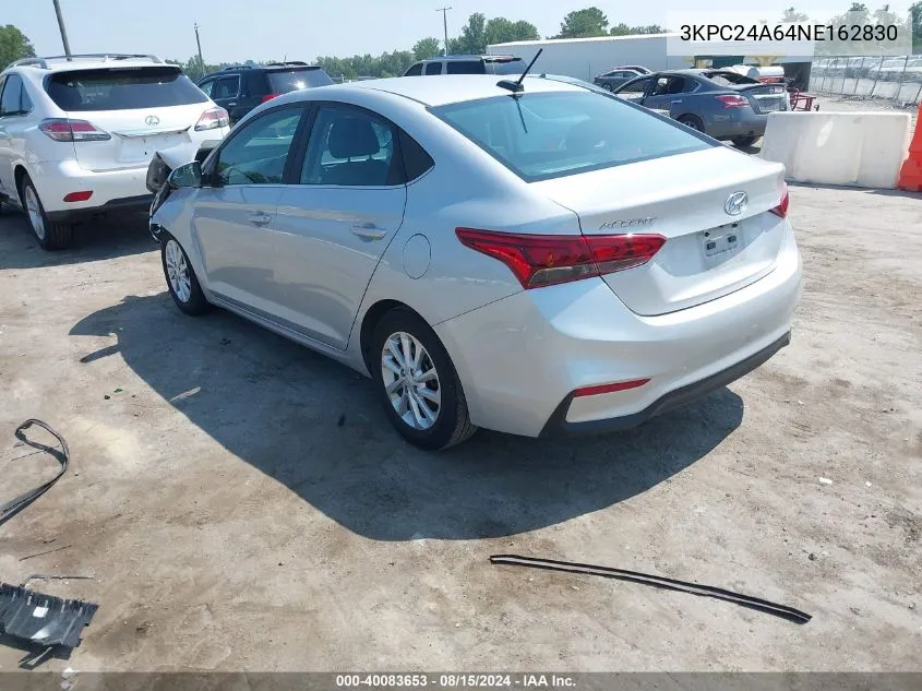 2022 Hyundai Accent Sel VIN: 3KPC24A64NE162830 Lot: 40083653