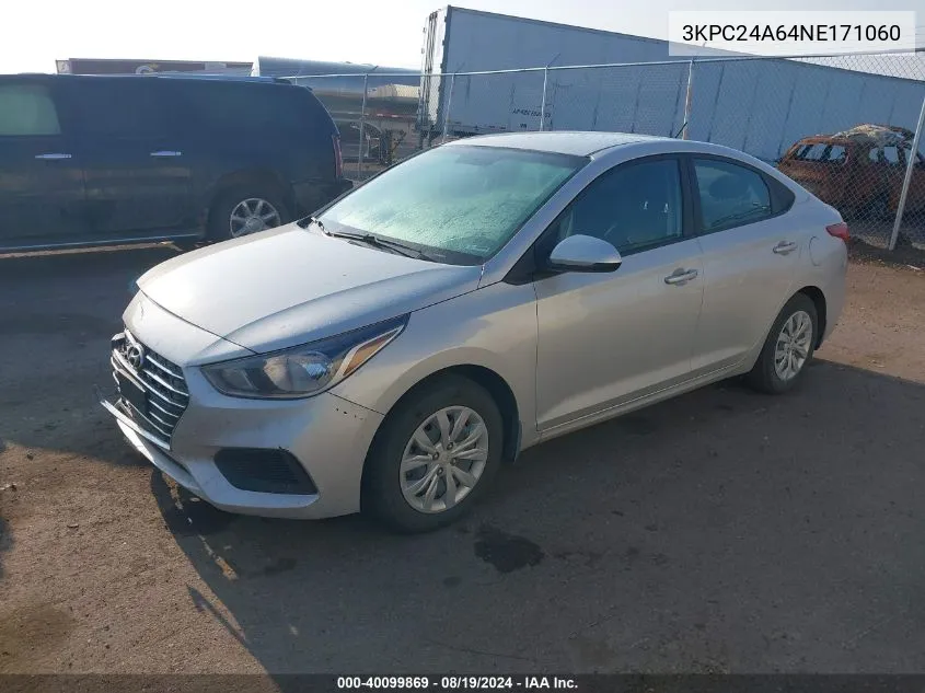 2022 Hyundai Accent Se VIN: 3KPC24A64NE171060 Lot: 40099869