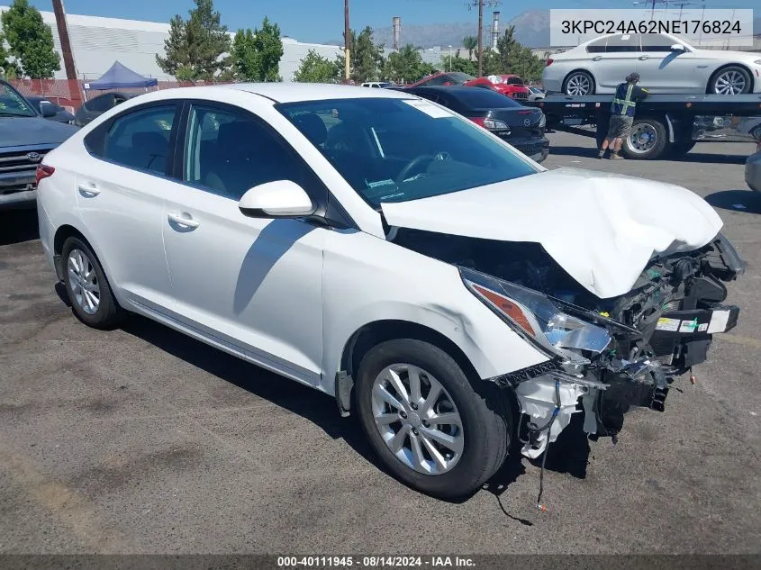 2022 Hyundai Accent Sel VIN: 3KPC24A62NE176824 Lot: 40111945