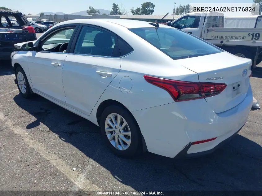 2022 Hyundai Accent Sel VIN: 3KPC24A62NE176824 Lot: 40111945