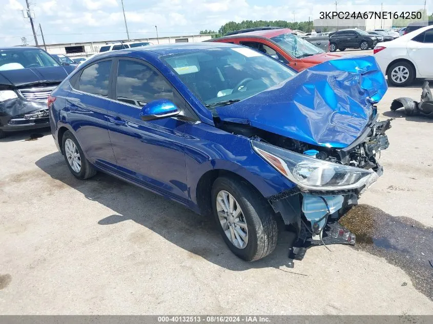 2022 Hyundai Accent Sel VIN: 3KPC24A67NE164250 Lot: 40132513