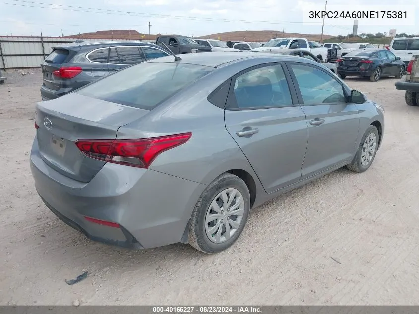 3KPC24A60NE175381 2022 Hyundai Accent Se