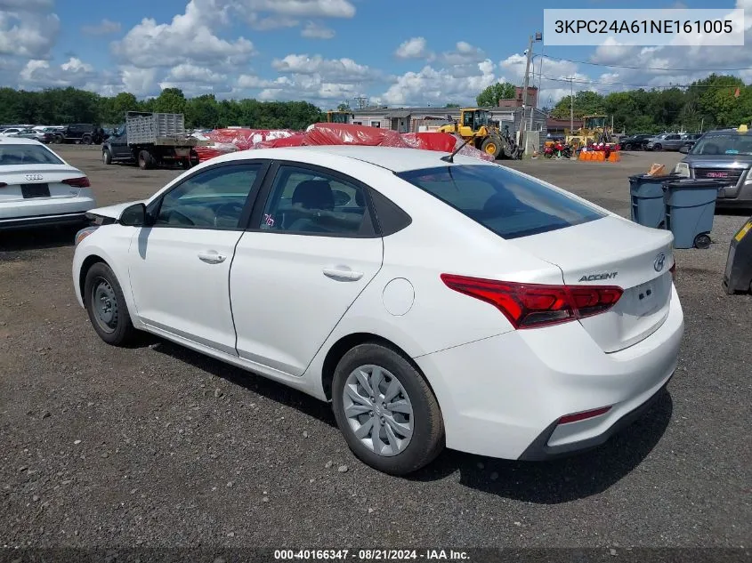 2022 Hyundai Accent Se VIN: 3KPC24A61NE161005 Lot: 40166347