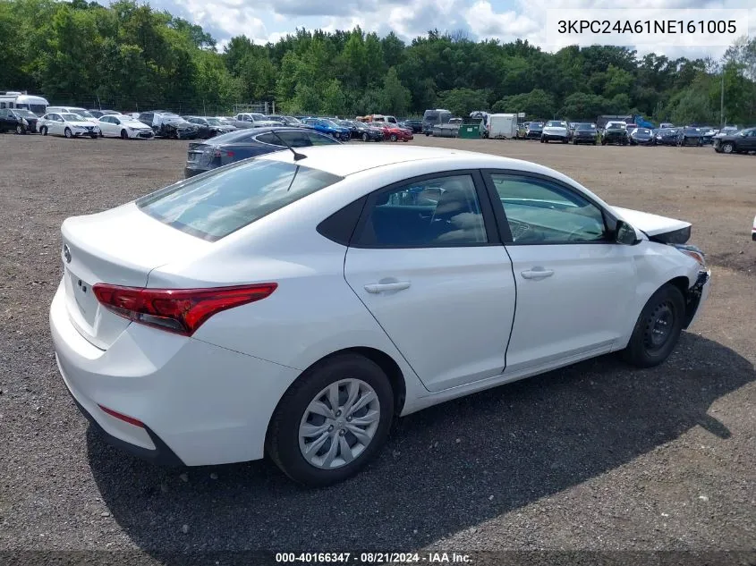 2022 Hyundai Accent Se VIN: 3KPC24A61NE161005 Lot: 40166347