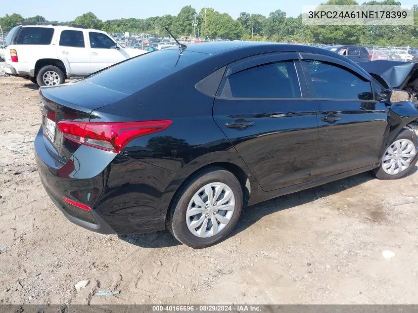 2022 Hyundai Accent Se VIN: 3KPC24A61NE178399 Lot: 40166696