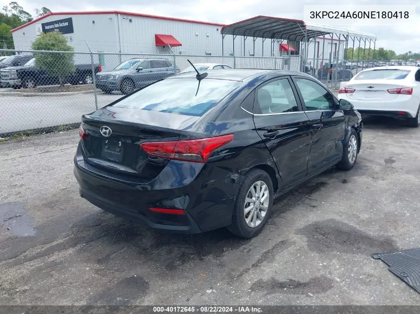 3KPC24A60NE180418 2022 Hyundai Accent Sel