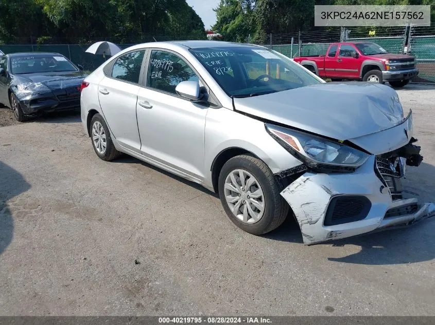 2022 Hyundai Accent Se VIN: 3KPC24A62NE157562 Lot: 40219795